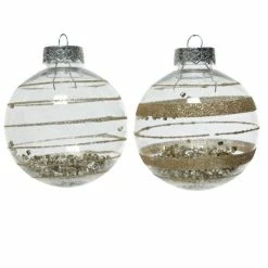 Vente flash ???? Boule De Noël Transparente Décor Paillettes Ø8cm - 2 Coloris Possibles ✨