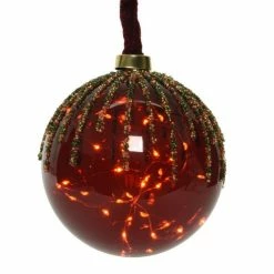 Nouveau ???? Boule En Verre Rouge 30 Leds Blanc Chaud Ø14cm ⌛
