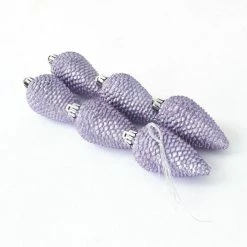 Promo ???? Boule Pomme De Pin Lilas Givrée L 4,5 X H 8cm - Par 6 ????