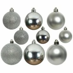 Meilleur prix ???? Boules Incassables Argent Assorties Ø4 à 6cm - Boite De 30 ❤️