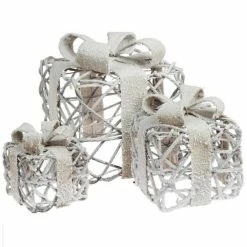 Meilleure vente ???? Cadeaux Lumineux Enneigés 45 Leds Blanc Chaud 28x32+23x25+18x19cm - Par 3 ????