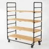 De gros ???? Chariot Boulanger Métal Noir Et Tablettes Bois L120 X P50 X H150cm ????