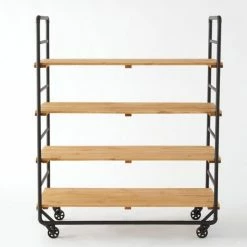 De gros ???? Chariot Boulanger Métal Noir Et Tablettes Bois L120 X P50 X H150cm ???? -LED Shop chariot boulanger metal noir et tablettes bois l120 x p50 x h150cm 04