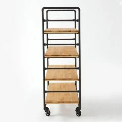 De gros ???? Chariot Boulanger Métal Noir Et Tablettes Bois L120 X P50 X H150cm ???? -LED Shop chariot boulanger metal noir et tablettes bois l120 x p50 x h150cm 05