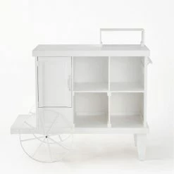 Remise ✨ Charrette Bois Blanc 1 Porte 4 Cases Et Présentoir L120 X P55 X H90 Cm ✔️ -LED Shop charrette bois blanc 1 porte 4 cases et presentoir l120 x p55 x h90 cm 03