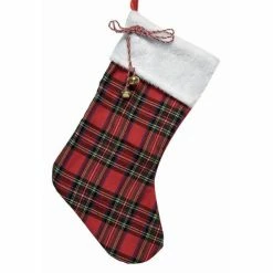 Acheter 🛒 Chaussette De Noël Tissu à Carreaux L 45cm ⌛