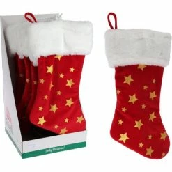Coupon ⭐ Chaussette De Noël Tissu à étoiles Dorées L 45cm 💯