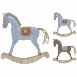 Promo 🔔 Cheval Bois Et Feutrine H30cm 2 Coloris Possibles Gris/brun 🧨