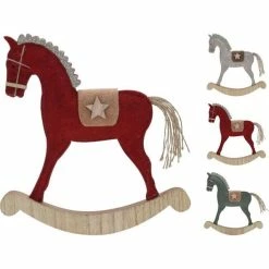 Offres 💯 Cheval Bois Et Feutrine H30cm 3 Coloris Possibles Rouge/vert/ecru 🥰