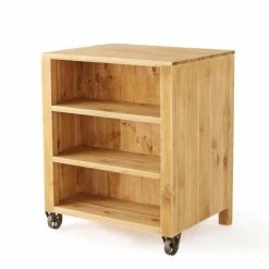 Tout neuf ???? Comptoir 2 Tablettes L75xP60xH90cm Authentique Sur Roulettes - Pin Massif Teinté ✔️