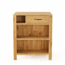 Tout neuf ???? Comptoir 2 Tablettes L75xP60xH90cm Authentique Sur Roulettes - Pin Massif Teinté ✔️ -LED Shop comptoir 2 tablettes l75xp60xh90cm authentique sur roulettes pin massif teinte 04