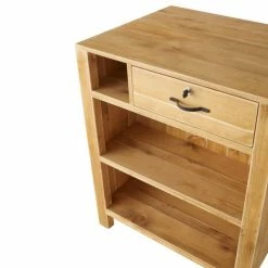 Tout neuf ???? Comptoir 2 Tablettes L75xP60xH90cm Authentique Sur Roulettes - Pin Massif Teinté ✔️ -LED Shop comptoir 2 tablettes l75xp60xh90cm authentique sur roulettes pin massif teinte 06