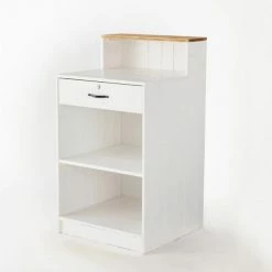 Bon marché ⭐ Comptoir Bois Blanc Tablette Nature L60 X P60 X H110 Cm 👏