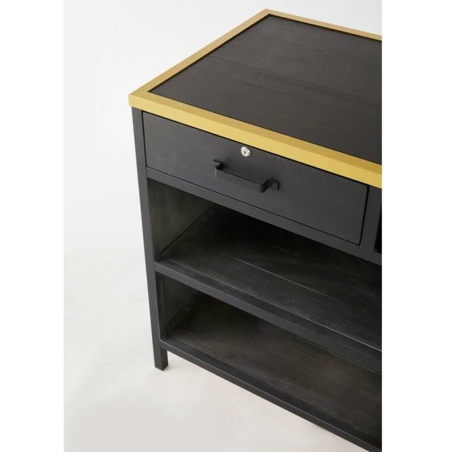 Comptoir industriel L120xP60xH90cm - noir et laiton Sortie ???? Comptoir Industriel L120xP60xH90cm - Noir Et Laiton ⭐ -LED Shop comptoir industriel l120xp60xh90cm noir et laiton 06