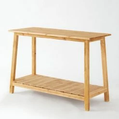 Bon marché ⭐ Console 2 Niveaux L110 X P45 X H75 Cm Bois Contemporain ⭐