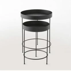 Budget ???? Consoles Rondes Métal Noir Mat Ø30 X H45 Cm + Ø40 X H50 Cm ???? -LED Shop consoles rondes metal noir mat o30 x h45 cm o40 x h50 cm 03