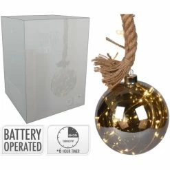 Meilleure affaire ???? Corde Avec Boule Lumineuse En Verre Fumé Ø17cm ????