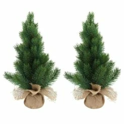 Meilleur prix 🌟 Décoration De Noël - 2 Sapins Artificiels De Table, Pot Jute, H.40cm ⭐