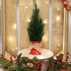 Vente flash ???? Décoration De Noël - 2 Sapins Artificiels De Table, Pot Métal, H.35cm ???? -LED Shop decoration de noel 2 sapins artificiels de table pot metal h 35cm 03