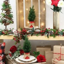 Vente flash ???? Décoration De Noël - 2 Sapins Artificiels De Table, Pot Métal, H.35cm ???? -LED Shop decoration de noel 2 sapins artificiels de table pot metal h 35cm 04