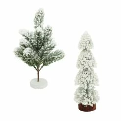 Bon marché 😍 Décoration De Noël - 4 Sapins Artificiels De Table Enneigés, H.30cm 🌟