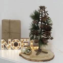 Promo ???? Décoration De Noël - Set De 2 Sapins De Table En Bois, H.45cm ???? -LED Shop decoration de noel set de 2 sapins de table en bois h 45cm 03