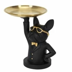 Meilleure vente ???? Figurine Bulldog Noir Vide Poche Rond H23cm ????