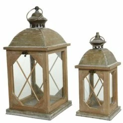 Promo ???? Lanternes En Bois De Sapin 20x20x43cm + 14x14x32cm ✨