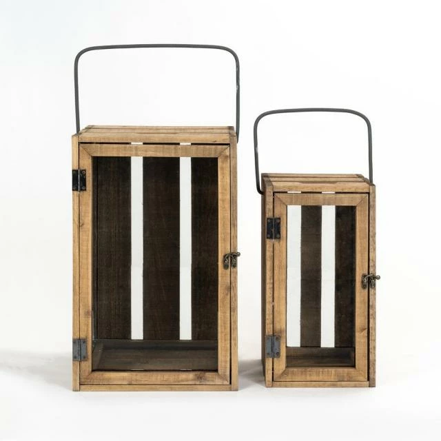 Lanternes en bois et verre avec anse L 28 x H 60 + L 20 x H 36 cm Vente flash ???? Lanternes En Bois Et Verre Avec Anse L 28 X H 60 + L 20 X H 36 Cm ???? -LED Shop lanternes en bois et verre avec anse l 28 x h 60 l 20 x h 36 cm 02