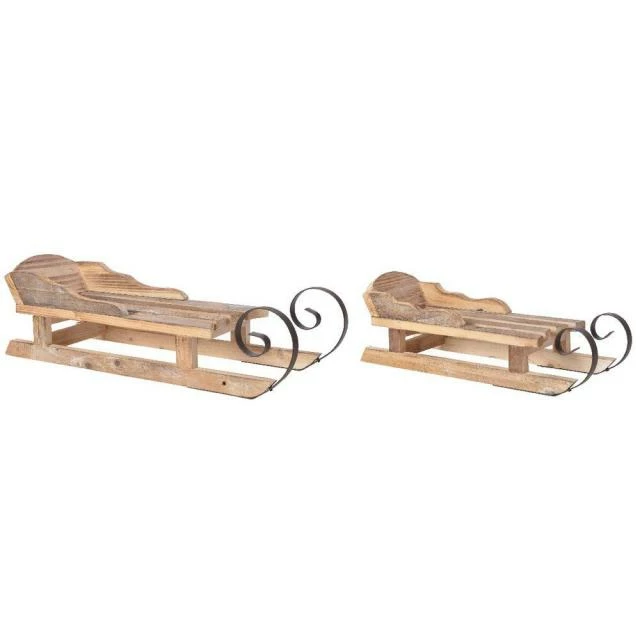 Luge en bois et métal 52x17,5x20 + 42x14,5x15,5cm - par 2 Vente flash ???? Luge En Bois Et Métal 52x17,5x20 + 42x14,5x15,5cm - Par 2 ???? -LED Shop luge en bois et metal 52x17 5x20 42x14 5x15 5cm par 2 01