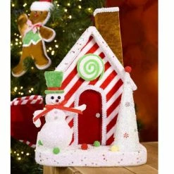 Le moins cher ???? Maison De Noël ???? Candy Avec Bonhomme De Neige 30X25X34cm ????
