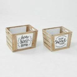 Sortie ⭐ Paniers En Bois Et Métal L 46 X P 35 X H 29,5 + L 42 X P 31 X H 28 Cm - Par 2 ????