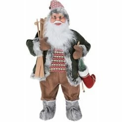 Coupon ???? Père Noël Avec Skis Et Chaussette H 80cm ????
