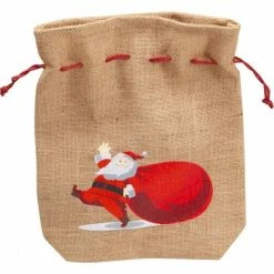 Budget 🧨 Pochon Jute Pere-noel Avec Cordon - 25x6x30 Cm - Par 180 👏