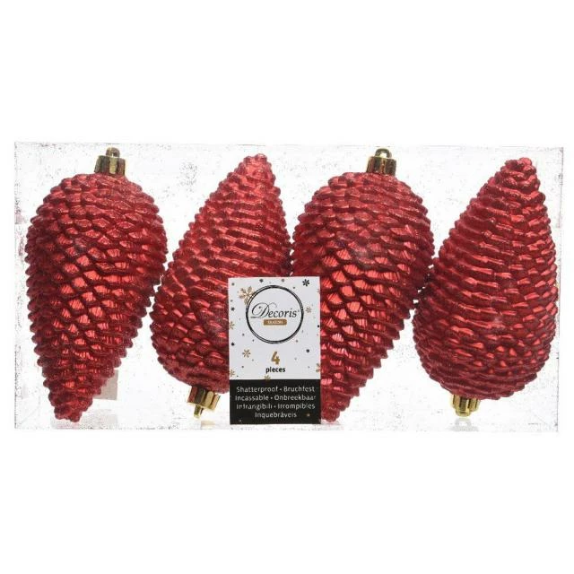Pommes de pin rouges 7x12cm - par 4 Remise ⭐ Pommes De Pin Rouges 7x12cm - Par 4 ???? -LED Shop pommes de pin rouges 7x12cm par 4 02
