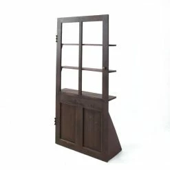 Meilleur prix ???? Porte Décorative En Bois Avec étagères L 85 X P 20 X H 180cm ✨ -LED Shop porte decorative en bois avec etageres l 85 x p 20 x h 180cm 03