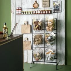 Sortie ???? Présentoir En Métal Noir Avec 6 Paniers 67x40x125,5cm ????