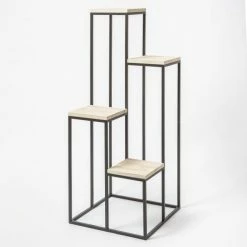 Les meilleures critiques de ⭐ Présentoir Métal Avec 4 Tablettes En Bois Carrées 51x50x125cm 🔔