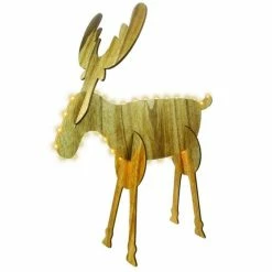 Coupon ???? Renne En Bois 3D 34 SMD LED Blanc Chaud 47x22x56cm ✔️