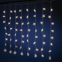 Sortie 😀 Rideau D'étoiles Lumineuses 64 Leds Blanc Chaud L120 X H100cm 💯