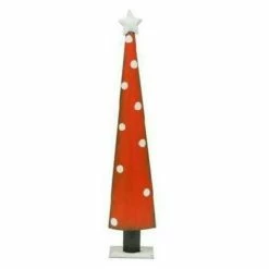 Nouveau 🧨 Sapin De Noël En Métal - Rouge - 16x10x76 Cm 💯