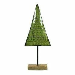 Remise ???? Sapin De Noël Métal Support Bois Vert 13x6.5x40cm ✨