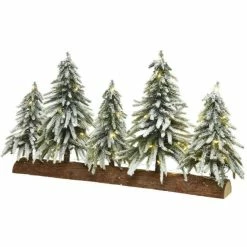 Budget ✨ Sapins Enneigés Sur Socle Bois 65x15xH35cm 👍
