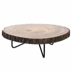 Acheter ???? Table Basse Tranche De Bois Et Pieds Métal Noir Ø40 X H13,5cm ????