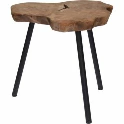 Grosses soldes ???? Table D'appoint Bois Et Pieds Métal Noir L54 X P53 X H45cm ????
