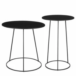 Nouveau 🎁 Tables D'appoint Métal Noir Ø60x60 + Ø45x70cm 😀